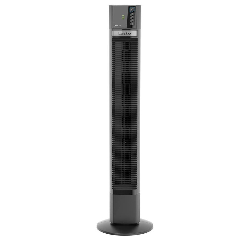Lasko T48335 48 in. 4 Speeds Xtra Air Tower Fan in Black with Carry Handle, Oscillating, Remote Control, Nighttime Setting, Timer | Bigbigmart.com