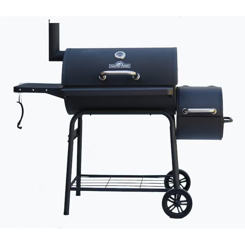 Master Forge CBC23032L 1010-Sq. Inches Black powder coated Horizontal Charcoal Smoker | Bigbigmart.com
