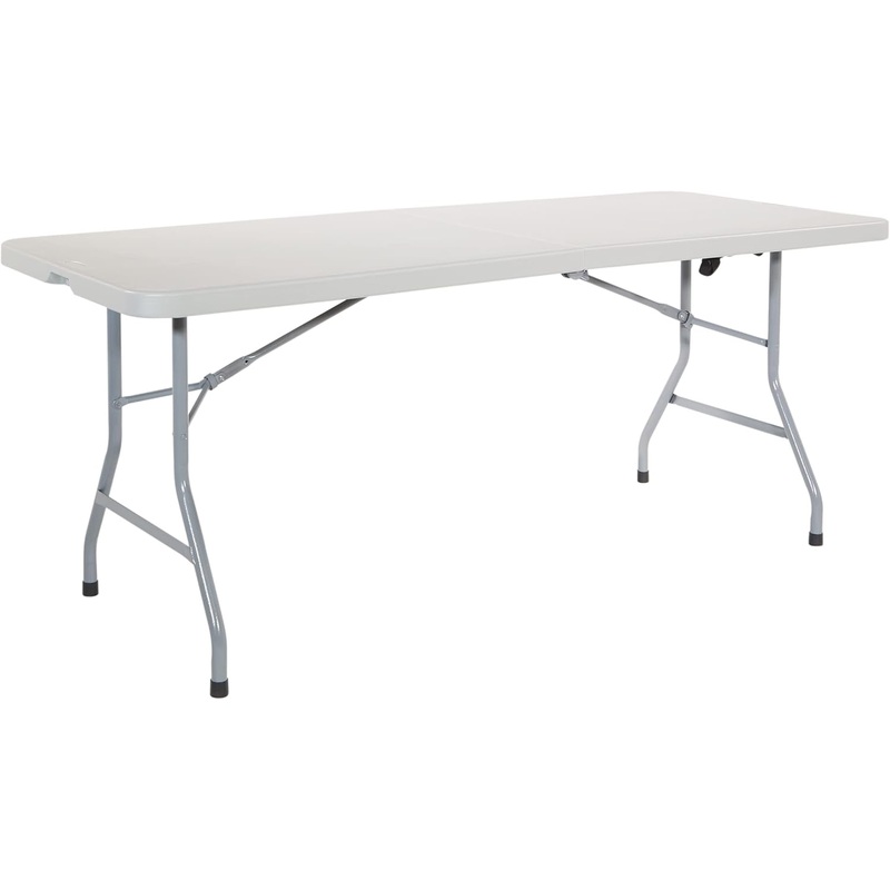 Office Star Resin Rectangle Center-Folding Portable Table for Picnics, Camping, and Tailgating, 6 Feet | Bigbigmart.com