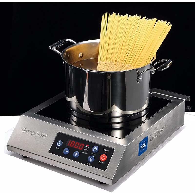 Portable Induction Cooktop 1800W NSF Certified Commercial Range Powerful Countertop Burner Pro Chef Professional Hot Plate 18/10 Stainless Steel Housing Schott Glass 10 Hours Timer | Bigbigmart.com