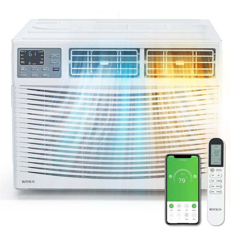 ROVSUN K2G46000626 8,000 BTU (DOE) 115 Volts WIFI Window Air Conditioner 350 sq. ft. with Heater in White | Bigbigmart.com