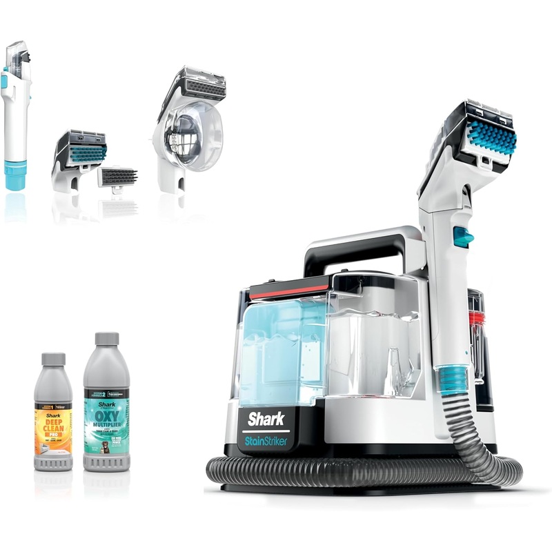 Shark PX201 StainStriker Portable Carpet and Upholstery Cleaner with Pet Mess Extractor, Spot, Stain, & Odor Remover for Carpet, Area Rugs, Couches, Upholstery, Auto Interior & More, White | Bigbigmart.com