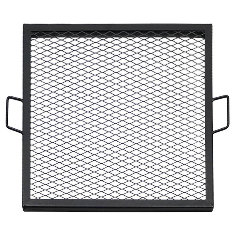 Sunnydaze KF-SM24 24 in. X-Marks Steel Black Square Fire Pit Cooking Grill | Bigbigmart.com