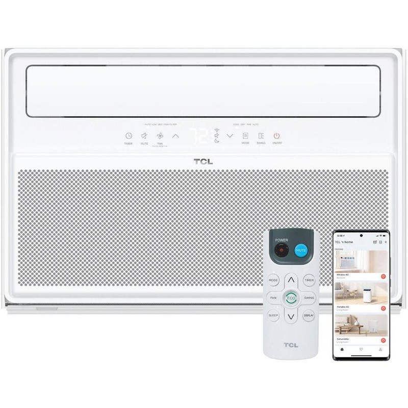 TCL H12W4KW Q-Series 12000 (DOE) BTU 115 Volts Smart Window Air Conditioner Cools 550 sq. ft. with Remote and Wi-Fi Enabled in White | Bigbigmart.com