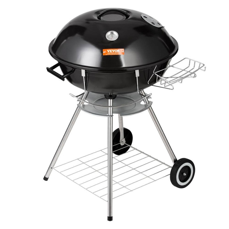 VEVOR PGLCJKETTLE22IHXUV0 22 in. Kettle Charcoal Grill Premium Kettle Grill with Wheels, Porcelain-Enameled Lid and Ash Catcher, Black | Bigbigmart.com