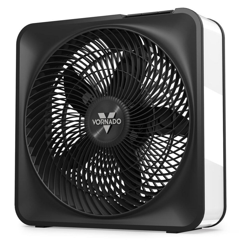 Vornado FA1-0240-43 Model 80 17.64 in. Diameter Box Fan in White with Cord Storage, Carry Handle, High Velocity | Bigbigmart.com