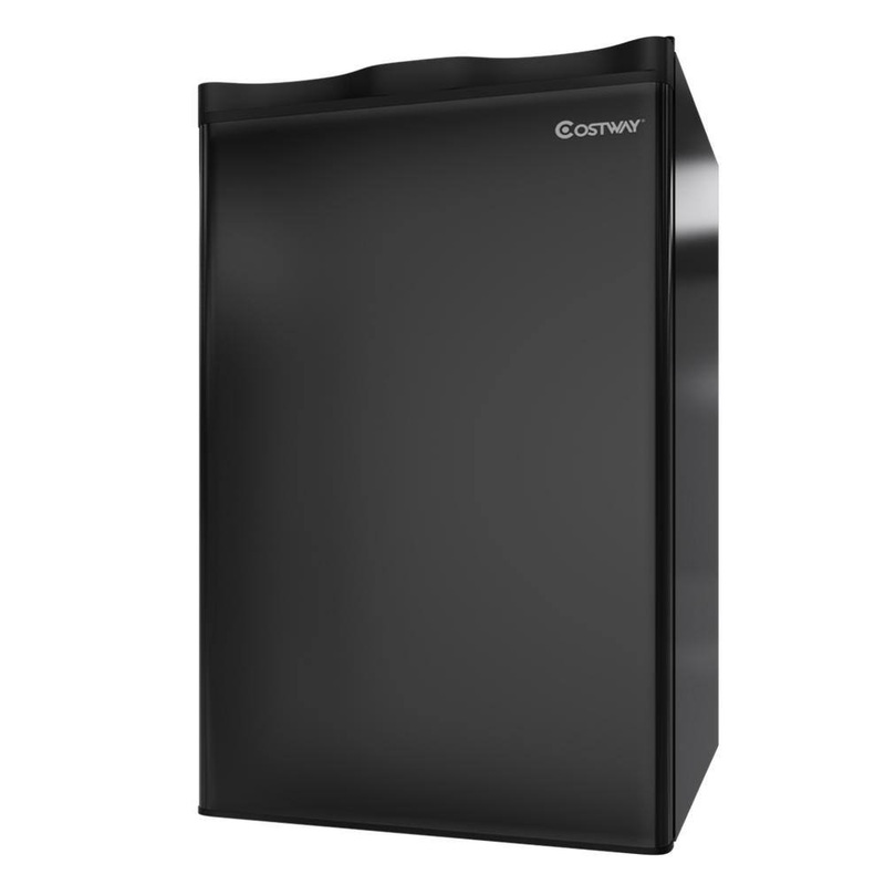 Costway GHM0190BK 3.2 cu. ft. Compact Refrigerator Mini Dorm Small Fridge in Black with Freezer Reversible Door | Bigbigmart.com