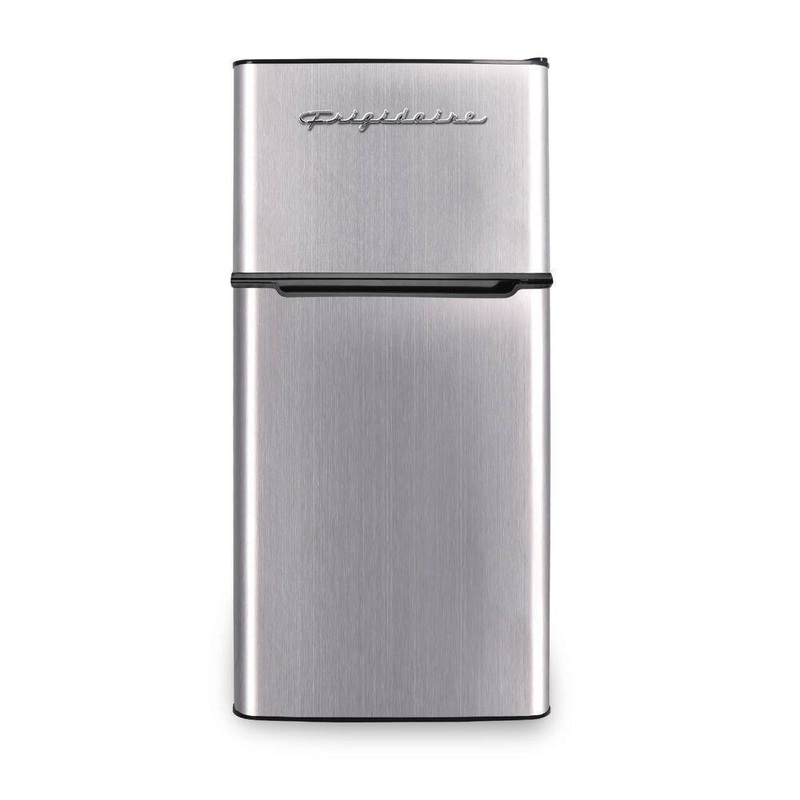 Frigidaire EFR451-C 4.5 cu. ft. 2 Door Mini Fridge in Chrome Trim and Platinum Design with Freezer and Manual Defrost | Bigbigmart.com
