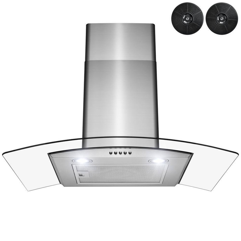 Golden Vantage RH0454 30 in. Convertible Wall Mount Range Hood with LEDs, Push Control and Carbon Filters in Stainless Steel | Bigbigmart.com