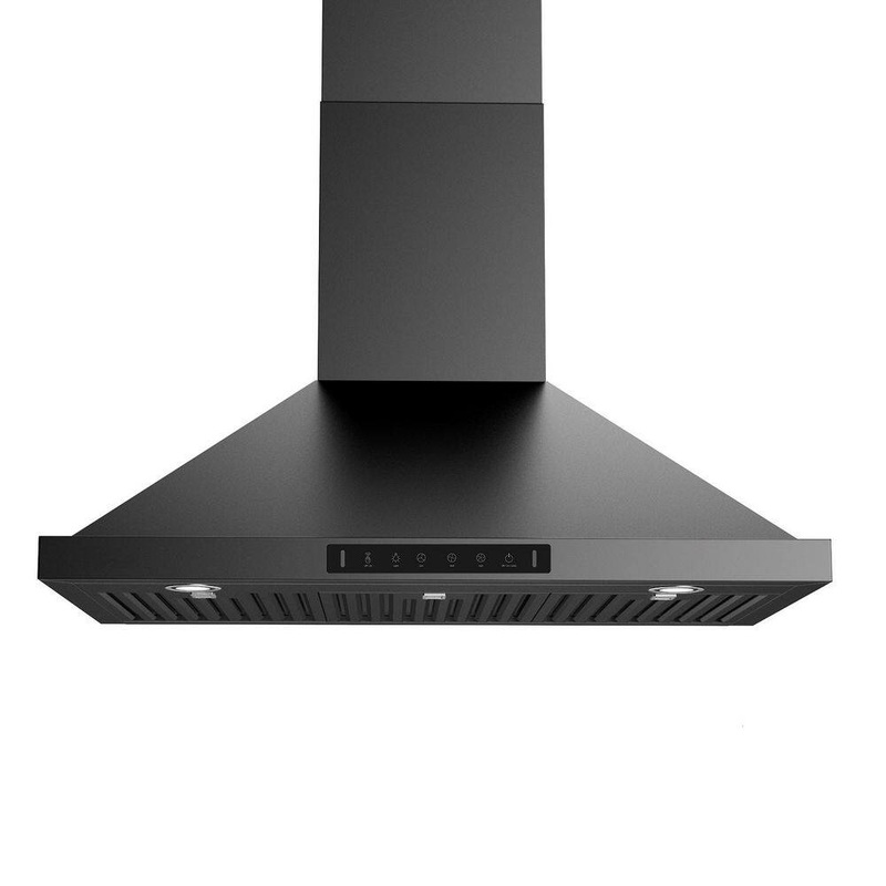 VIKIO PRO BG02-36-H 36 in. 600 CFM Ducted Wall Mount Range Hood in Black Stainless Steel with Gesture Control Charcoal Filter and LED light | Bigbigmart.com