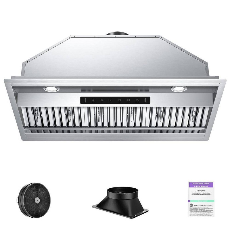 VIKIO RHIN02-42 42 in. 900 CFM Convertible Insert Range Hood Stainless Steel with Baffle Filters, LED and Gesture Control | Bigbigmart.com