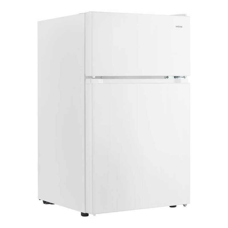 Vissani HVDR31GWE 3.1 cu. ft. 2-Door Mini Refrigerator in White With Freezer, ENERGY STAR | Bigbigmart.com