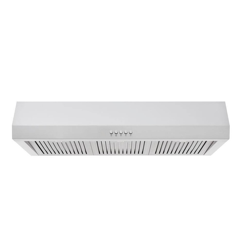 Vissani Sarela 36 in. W x 7 in. H 500CFM Convertible Under Cabinet Range Hood in Stainless Steel with LED Lights and Filter | Bigbigmart.com